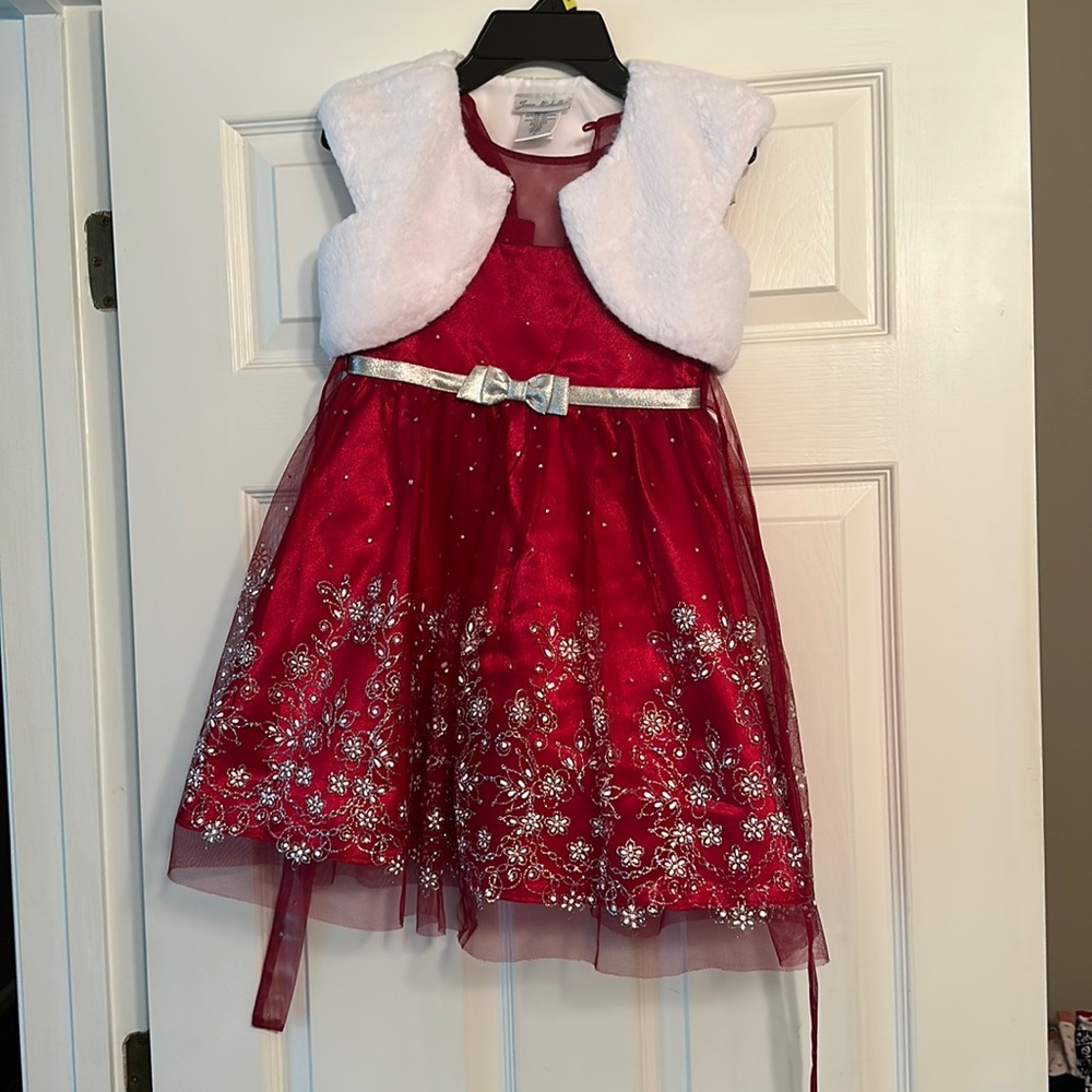 Red and silver glitter formal dress girls size 5